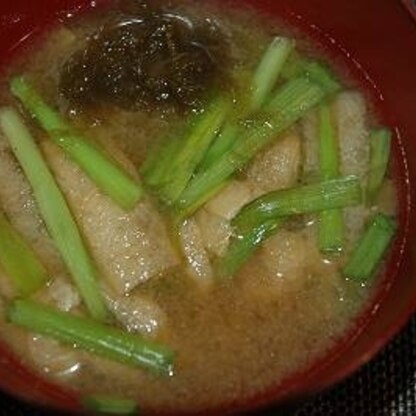 お味噌汁に韮入れたの初めてです！ニラって中華スープという固定概念があったけど、味噌汁（和）にもあいますね！